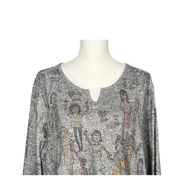 Ali Miles Knit Tunic Size 2X Pockets Gray Long Sleeve Lagenlook Artsy Comfy - Picture 3 of 8